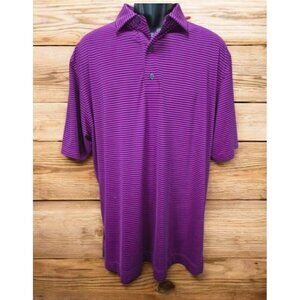 Footjoy FJ Men's Light Purple Striped Polo Large Golf Shirt